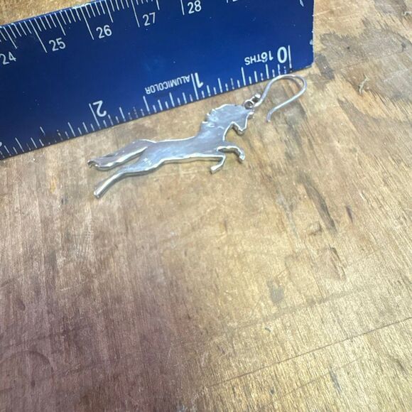Sterling Silver Horse Earrings, NEW with Tags, Handmade, 2.5” long, Equestrian - Picture 3 of 3